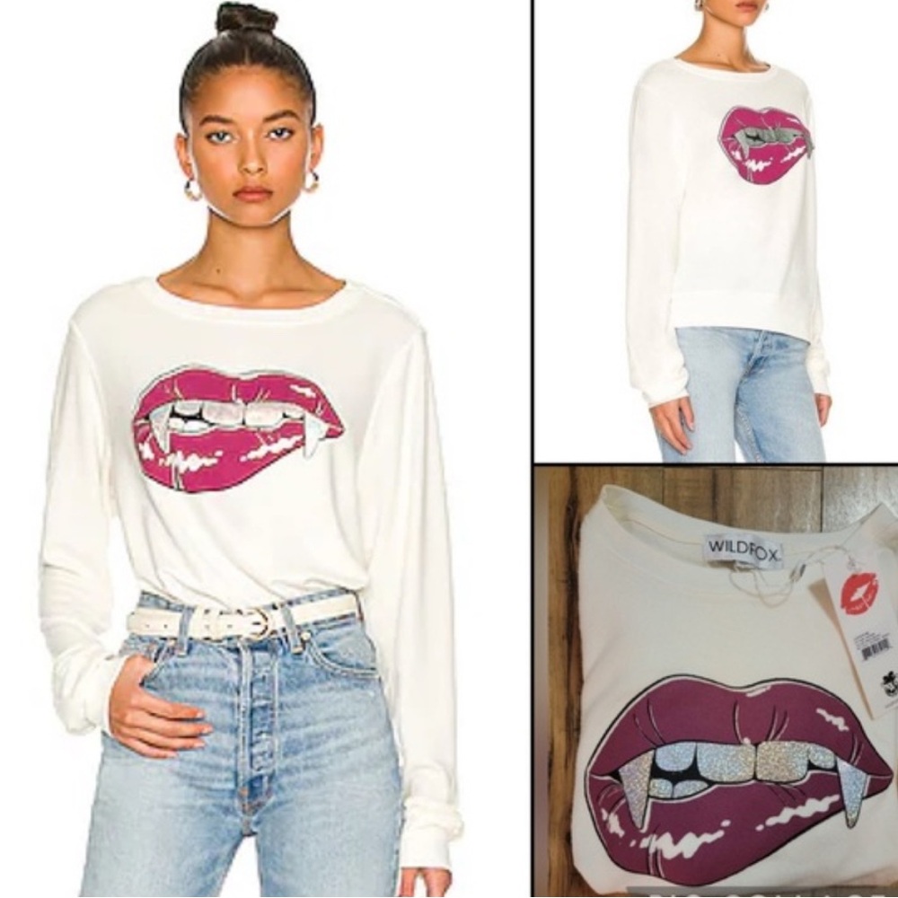 Wild fox Love Bites holographic fang sweatshirt